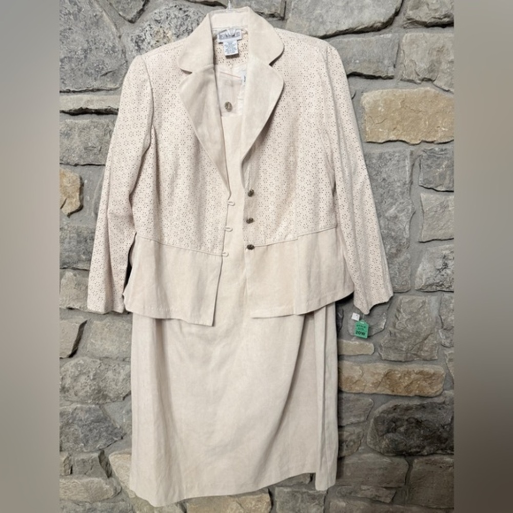 NWT Just In Thyme LTD Vintage Y2K Beige Dress Jacket Suede Like Feel Sz 20W AS